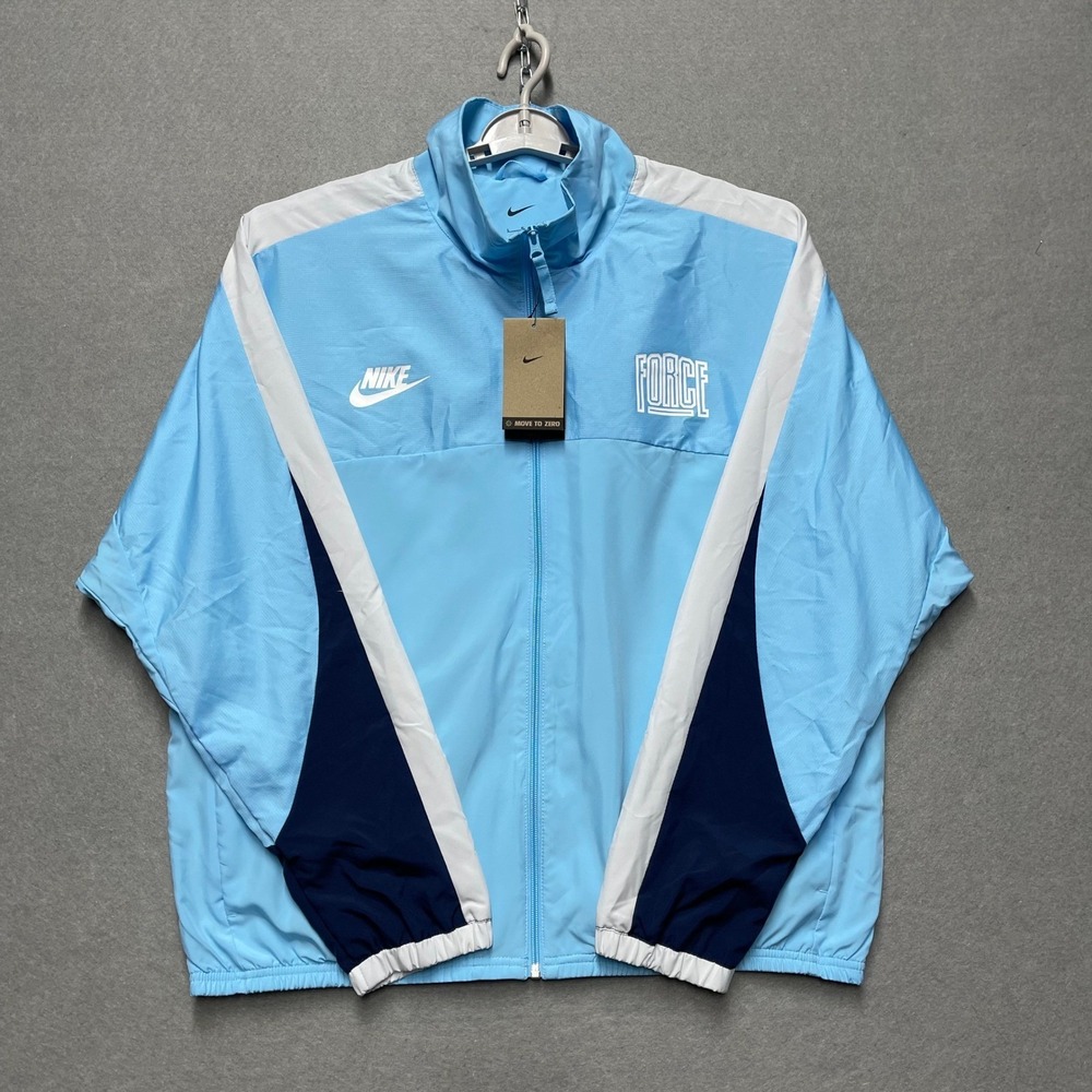 Nike Jacket Mens Large Light Blue White Force Colorblock Mesh Basketball Baggy